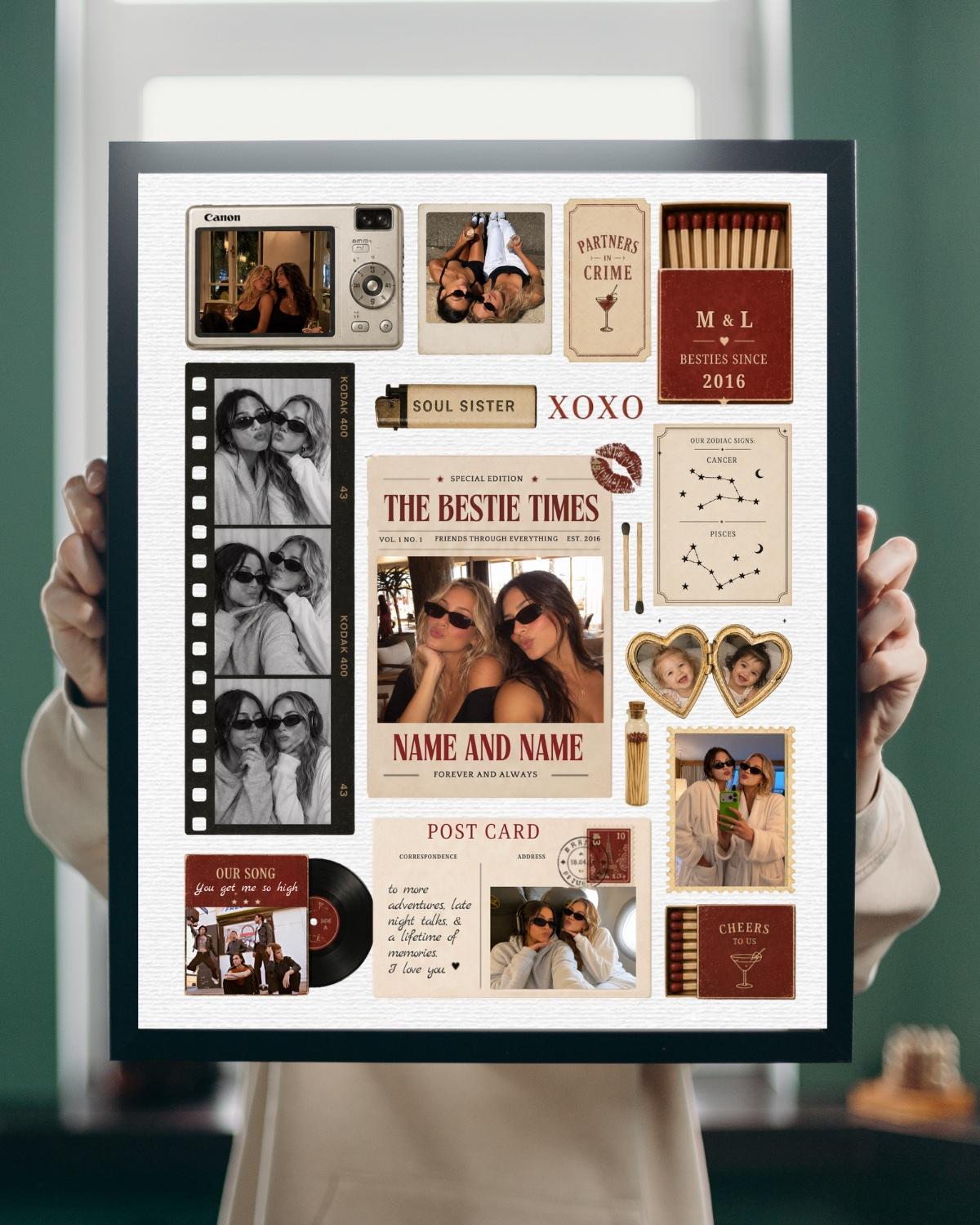 Wine-toned personalized best-friend artwork